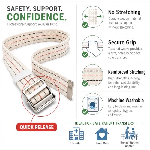 50 Pack Transfer and Gait Belt with Metal Buckle 60" Assist Aid