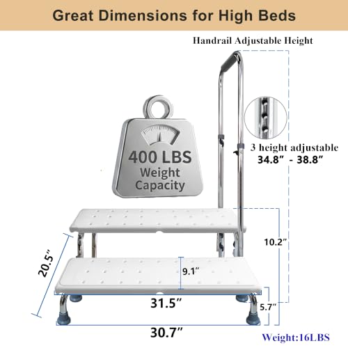 Extra Wide 2 Step Stool with Handle