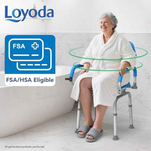 FSA HSA Eligible Swivel Shower Chair with Arms and Backrest (Regular-Blue(Swivel))