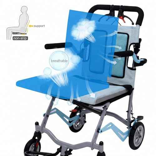 Ultra Lightweight Folding Wheelchair for Seniors (Light Gray)