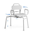 Sliding Shower Chair with Swivel Seat for Bathtub (Neutral Gray)