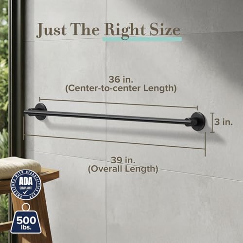 654MX Locke 36" L Bathroom Grab Bar (36''L / Matte Black)