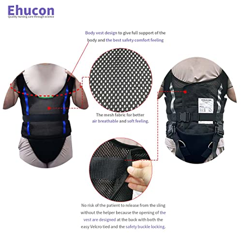Comfort Padded Patient Lift Walking Sling (Black-1-M)