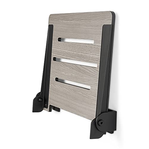 18 inch Silhouette Slimline Folding Wall Mount Shower Bench Seat (Weathered Ash With Matte Black Frame)