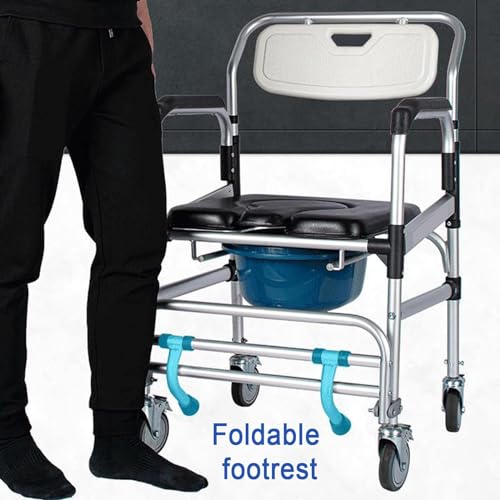 Mobile Bedside Shower with Detachable Bucket for Elder Disabled People (E)