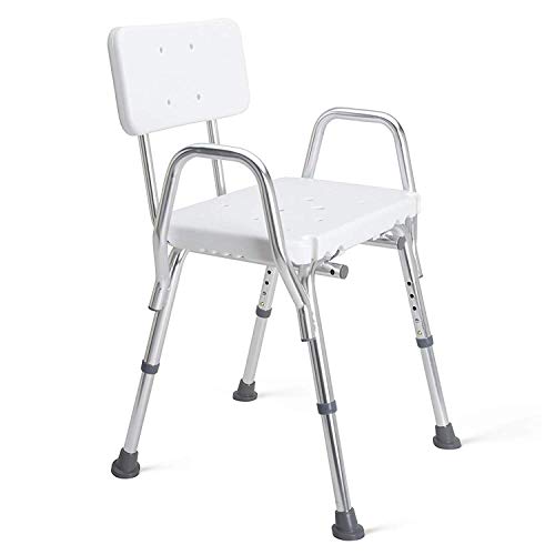Shower Chair Bath Seat for Tub or Shower Bench for Inside Shower (White with Armrests)