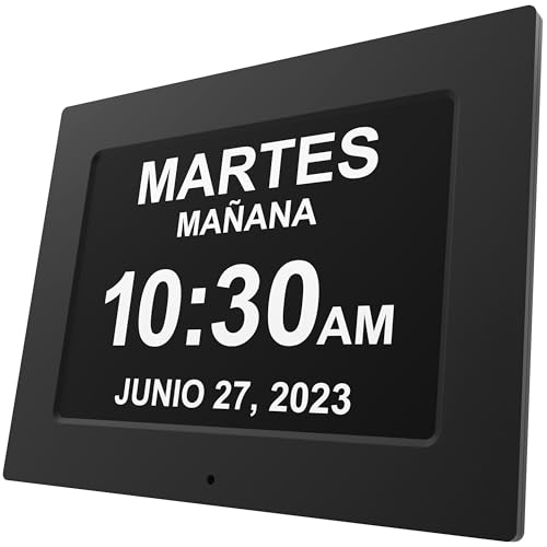 New 2025】 Dementia Clock Large Clock for Seniors (Black / 12 Inches)