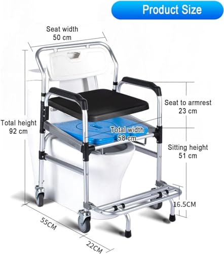 Mobile Bedside Shower with Detachable Bucket for Elder Disabled People (B)