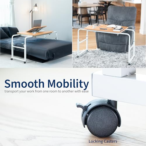 Tilting Mobile Over the Bed and Recliner Table (Light Wood)