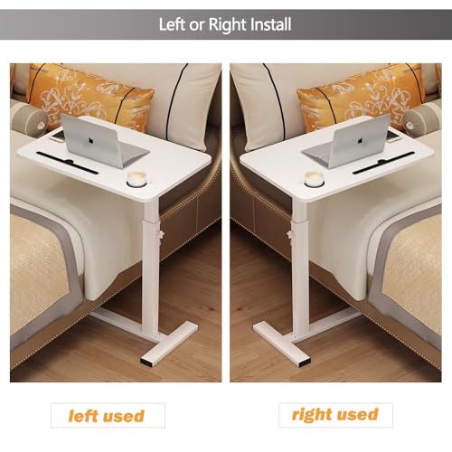 Over the Bed Table with Hidden Wheels (White)