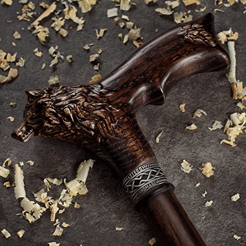 Walking Cane Handmade Wolf Cane (34 Inch)