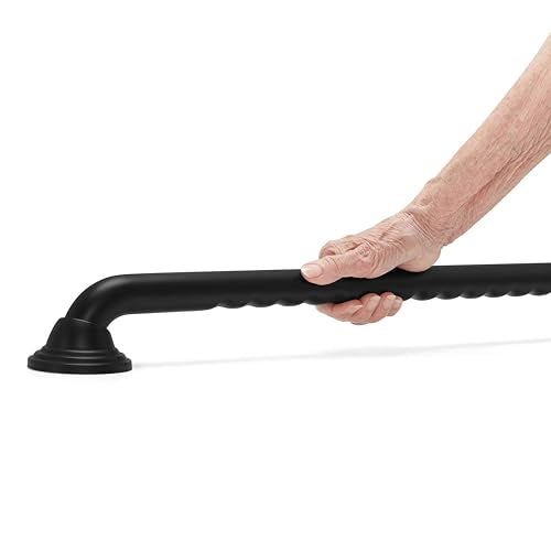 24 inch Finger Grip Grab Bar for Bathroom (Semi-Gloss Black / 24)