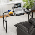 Overbed Table with Wheels Rolling Laptop Desk Cart Over Recliner Wheelchair Table Adjustable for Hospital and Home Use Over The Bed Table with Storage Drawer and Cup Holder (Black / 31.5 to 47)