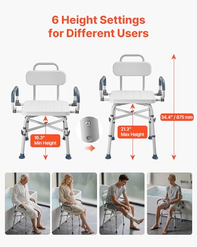 Swivel Shower Chair with Arms and Back