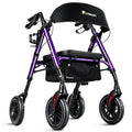 Foldable Rollator Walkers for Seniors with Seat (Purple-all Terrain(8 Inch Wheels))