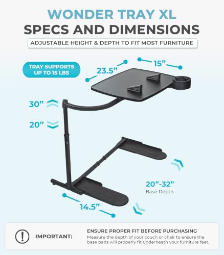 Wonder Tray Adjustable Swivel Table (Black / X-Large)