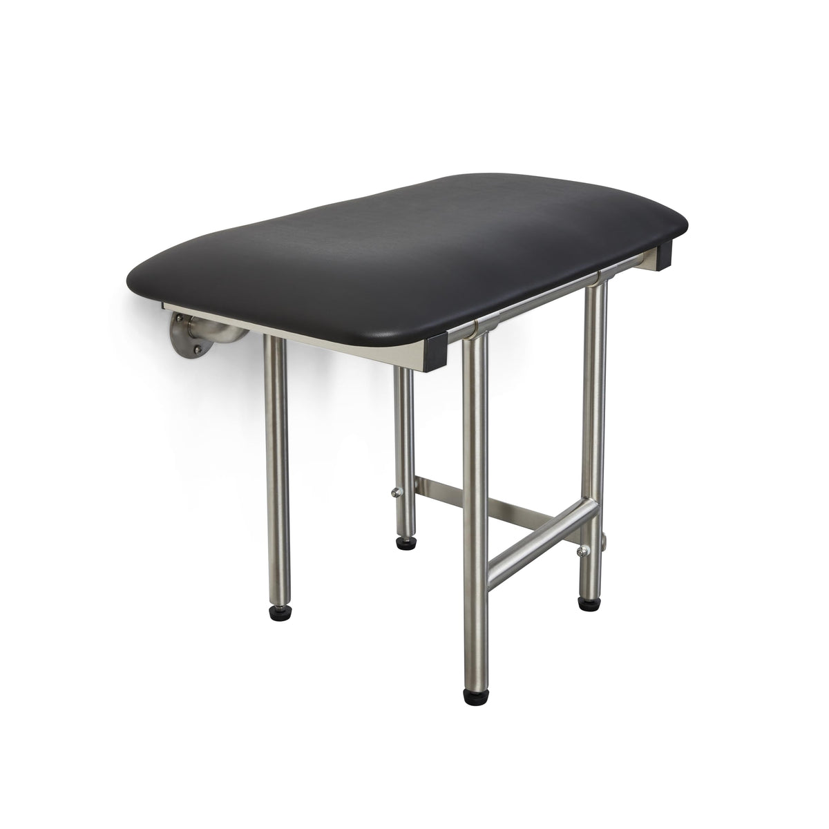 22" x 15" Black Padded Cushion Folding Wall Mount Bench Shower Seat with Legs (Black / 22 x 15)