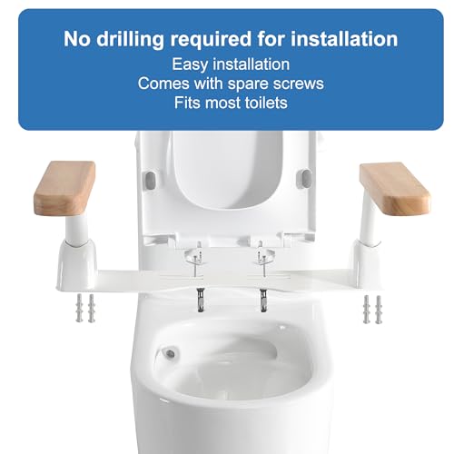 Toilet Safety Rails for Seniors with Space Saving Flip (Oak)