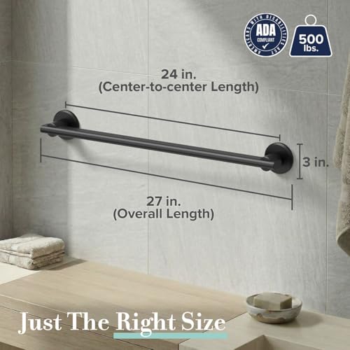 652MX Locke 24" L Bathroom Grab Bar (24''L / Matte Black)