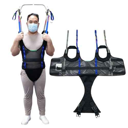 Adjustable Patient Lift Walking Sling with Support Pads (Large / Black)