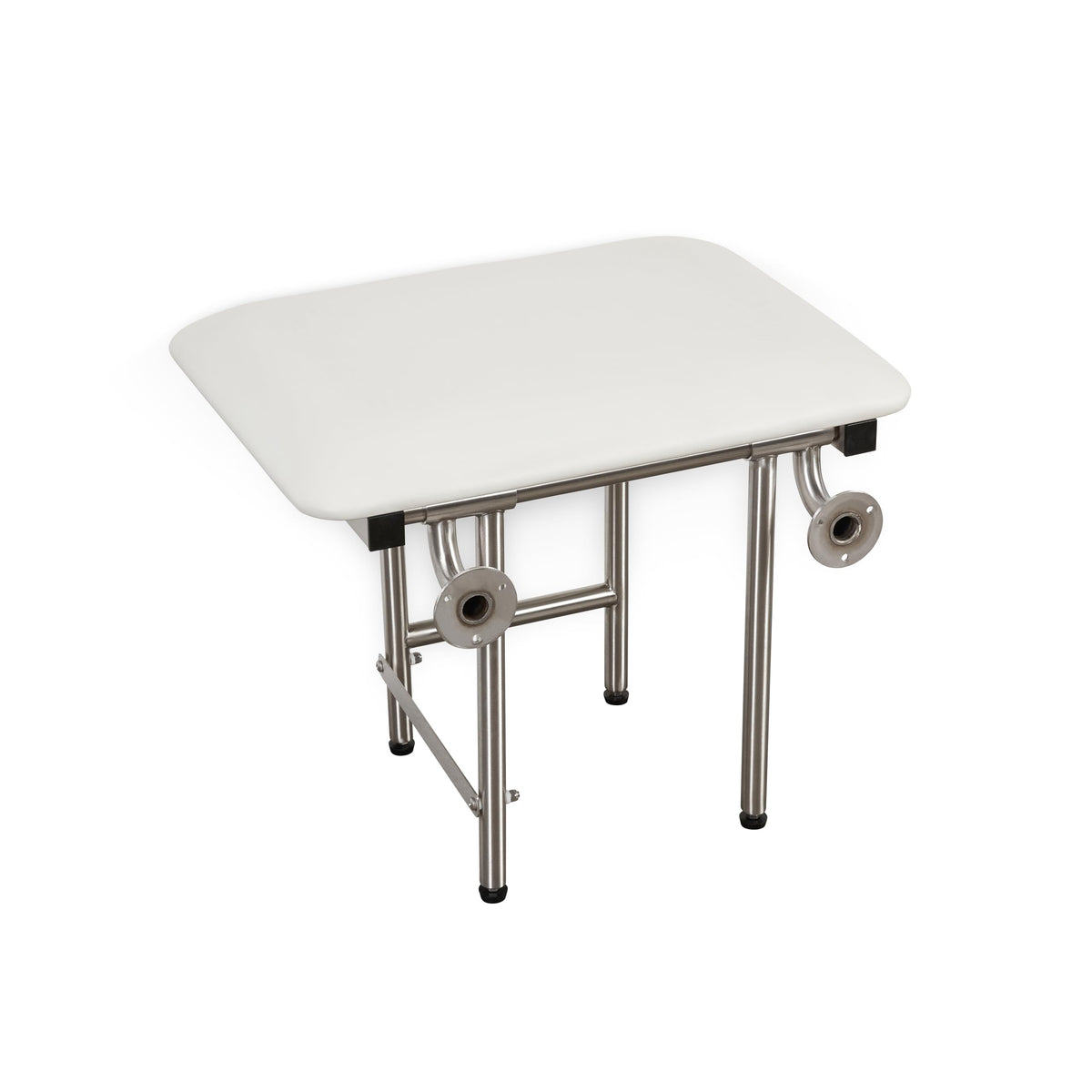 18" x 15" White Padded Cushion Folding Wall Mount Bench Shower Seat with Legs (White / 18 x 15)