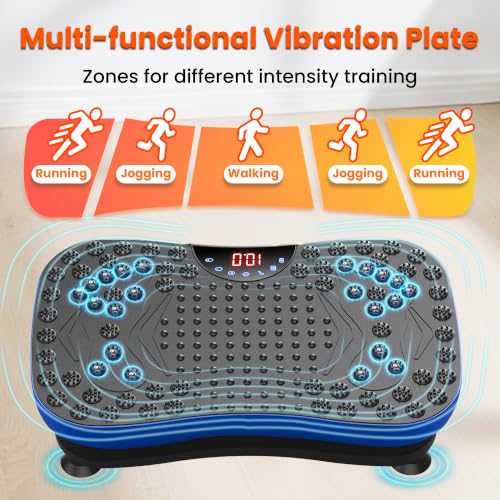 Vibration Plate Fitness Platform Exercise Machine Vibrating Shaking Full Body Shaker Workout Vibrate Stand Shake Board Sport for Weight Loss Fat Burner for Gym Home Office (BLUE)