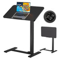 Mobile Standing Desk Laptop Desk Pneumatic with Wheels 180° Tilt Top Hospital Bed Table Portable Rolling Cart Foldable Bedside Table for Hospital&Home Use (Black)