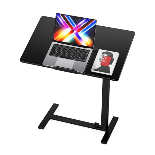 Mobile Standing Desk Adjustable Overbed Table (Black / Fully Tiltable)