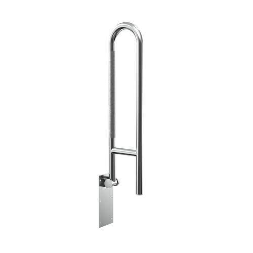 Swing Up Grab Bar (Brushed Stainless with Peened Grip)