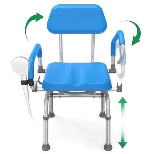 FSA HSA Eligible Swivel Shower Chair with Arms and Backrest (Regular-Blue(Swivel))