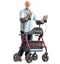 Upright Walker with Seat for Seniors (Red)