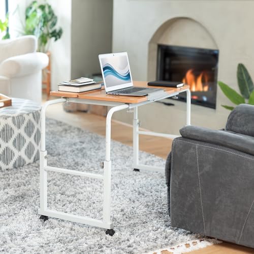 Tilting Mobile Over the Bed and Recliner Table (Light Wood)