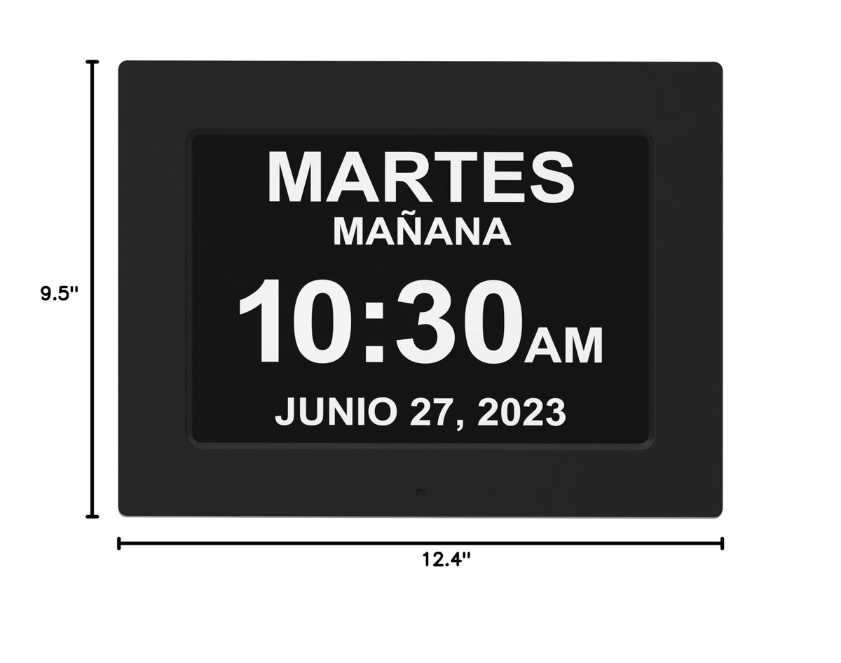 New 2025】 Dementia Clock Large Clock for Seniors (Black / 12 Inches)