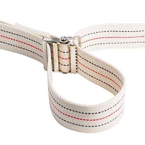 Transfer and Gait Belt with Metal Buckle (54 Inch (Pack of 1) / Beige With Stripes)