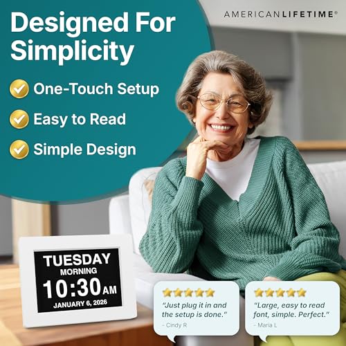 New 2025】 Dementia Clock Large Clock for Seniors (White / 12 Inches)