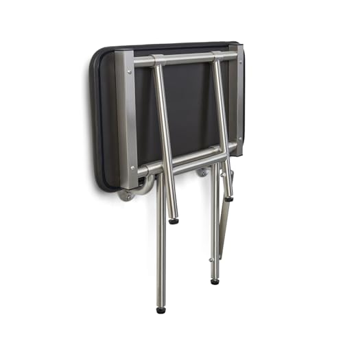 22" x 15" Black Padded Cushion Folding Wall Mount Bench Shower Seat with Legs (Black / 22 x 15)