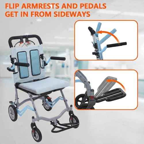 Ultra Lightweight Folding Wheelchair for Seniors (Light Gray)