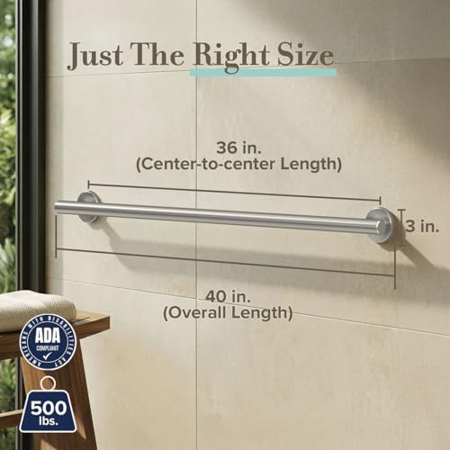 857 Latitude II Bathroom Grab Bar (Satin Nickel / 36 Inch)
