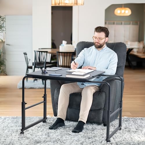 Black Mobile Over the Bed and Recliner Table (Black)