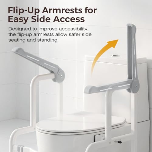 Toilet Safety Rails for Elderly & Disabled with Glow (Gray)