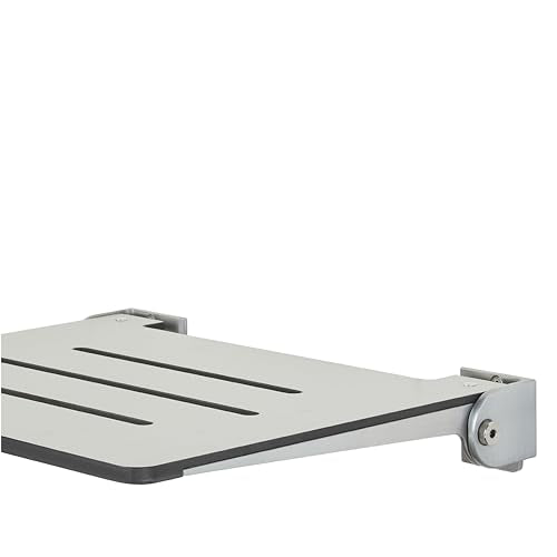 18 inch Silhouette Slimline Folding Wall Mount Shower Bench Seat (Light Gray With Silver Frame)