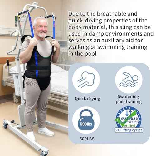 Adjustable Patient Lift Walking Sling with Support Pads (Large / Black)