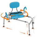 450lbs Sliding Shower Chair Tub Transfer Bench with Swivel Seat (Light Blue)