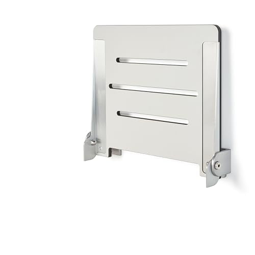 18 inch Silhouette Slimline Folding Wall Mount Shower Bench Seat (Light Gray With Silver Frame)