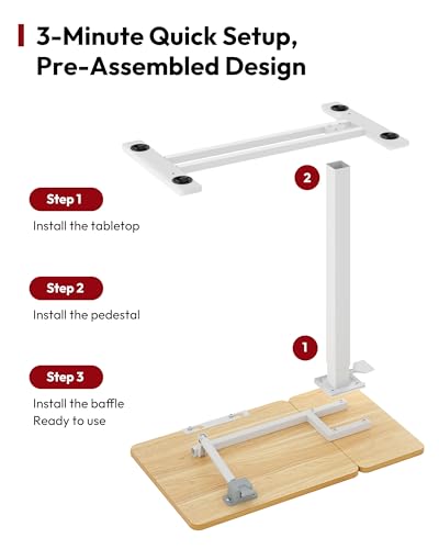 28''Overbed Table Gas Spring Lifting with Wheels&Tilting Desktop (Maple / 28 inch)