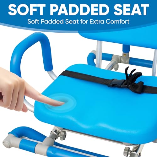 HydroSlide Sliding Shower Chair Swivel Seat for Bathtub (Blue)