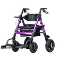 2-in-1 Rollator Transport Wheelchair Combo for Seniors with seat (Purple)