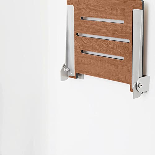 18 inch Silhouette Slimline Folding Wall Mount Shower Bench Seat (Gray Seat With Silver Frame)