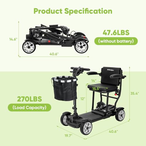 Lightweight Folding Mobility Scooter for Adults and Seniors