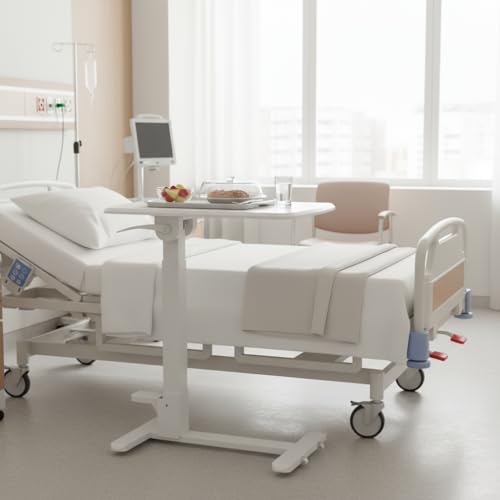 Overbed Table with Wheels (White)